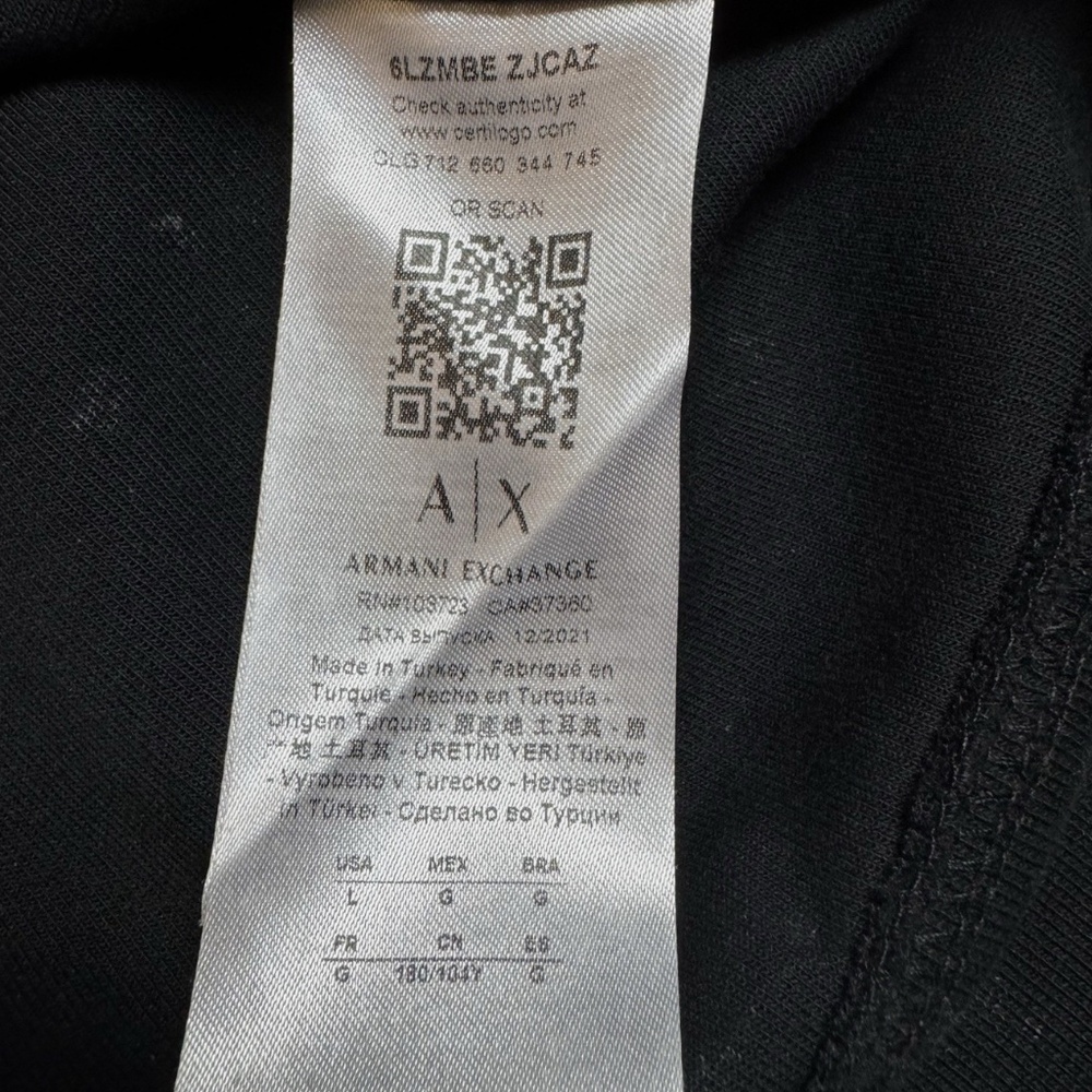 Armani Exchange Sweater Men’s Large Long Sleeve Black Pullover Brand Logo - Picture 10 of 10